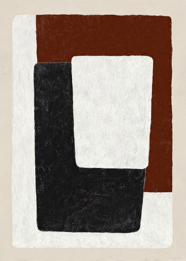 Abstract kunst terracotta en zwarte blokken