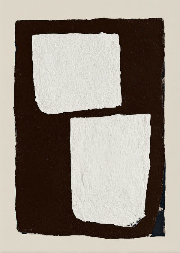 Abstract werk mocha met witte blokken