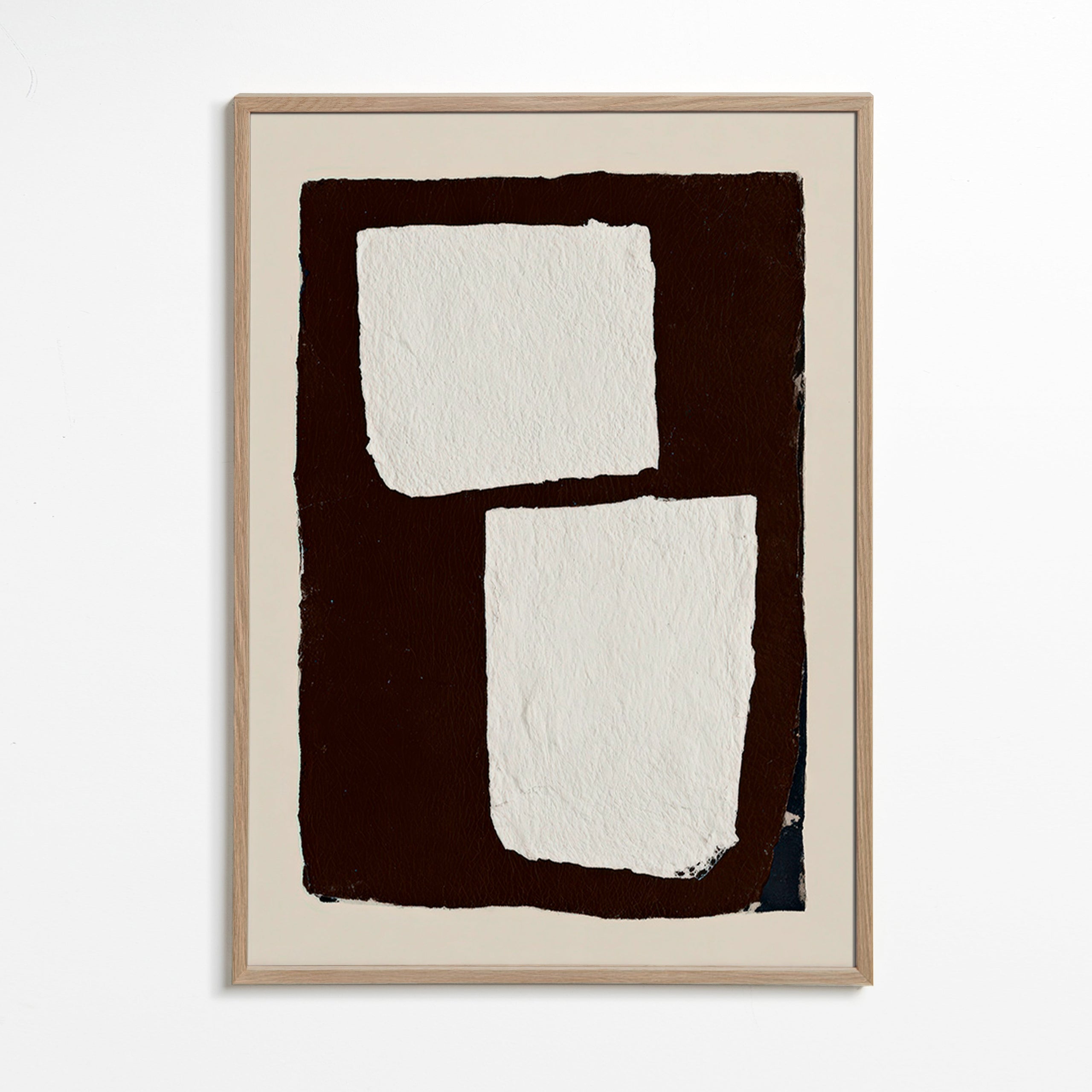 Abstract werk mocha met witte blokken