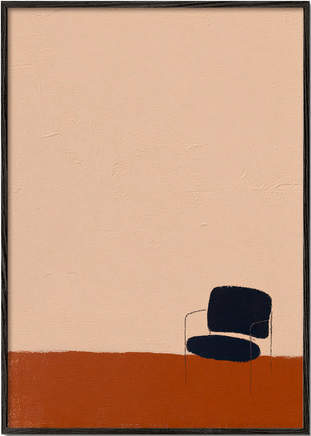 Minimalistisch kunstwerk stoel op oker vloer