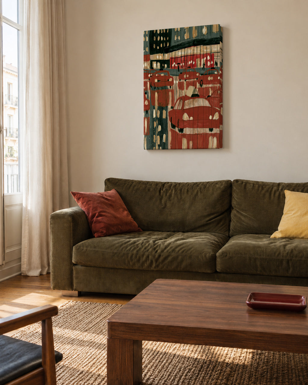 City Reflections - Unframed canvas in an interior