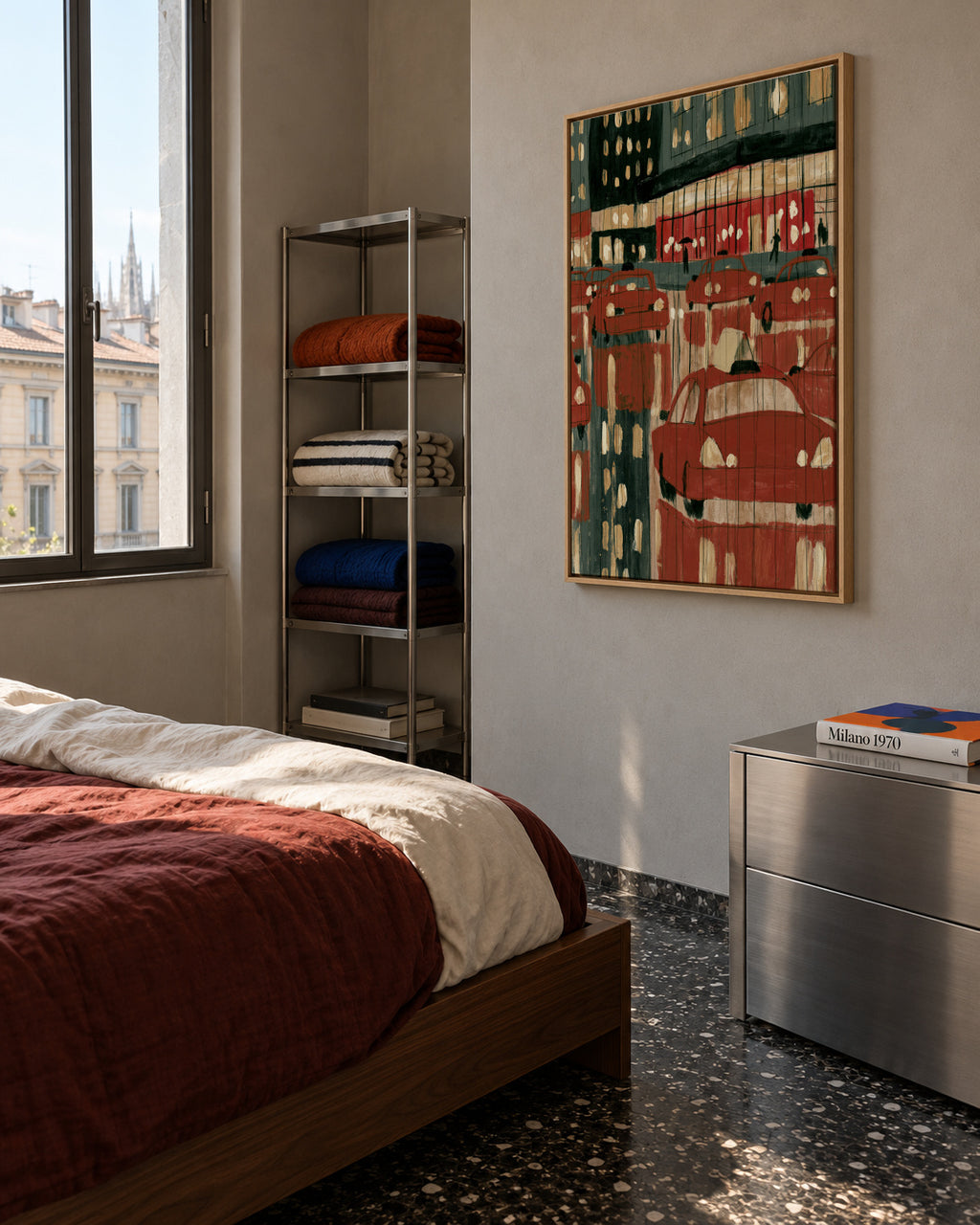 City Reflections - Framed canvas in an interior