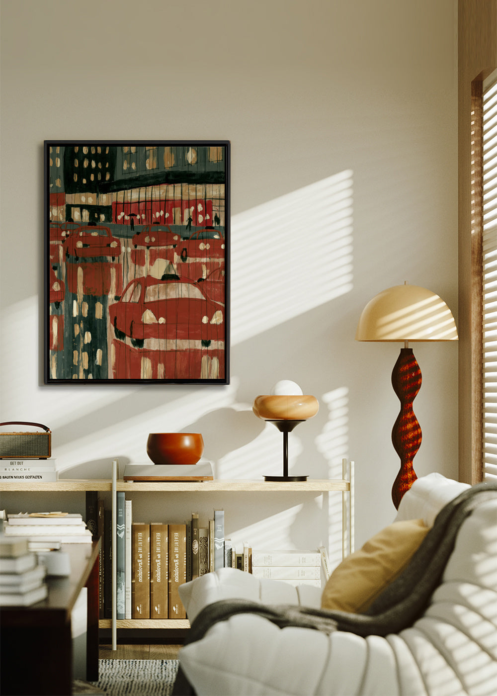 City Reflections - Framed canvas in an interior