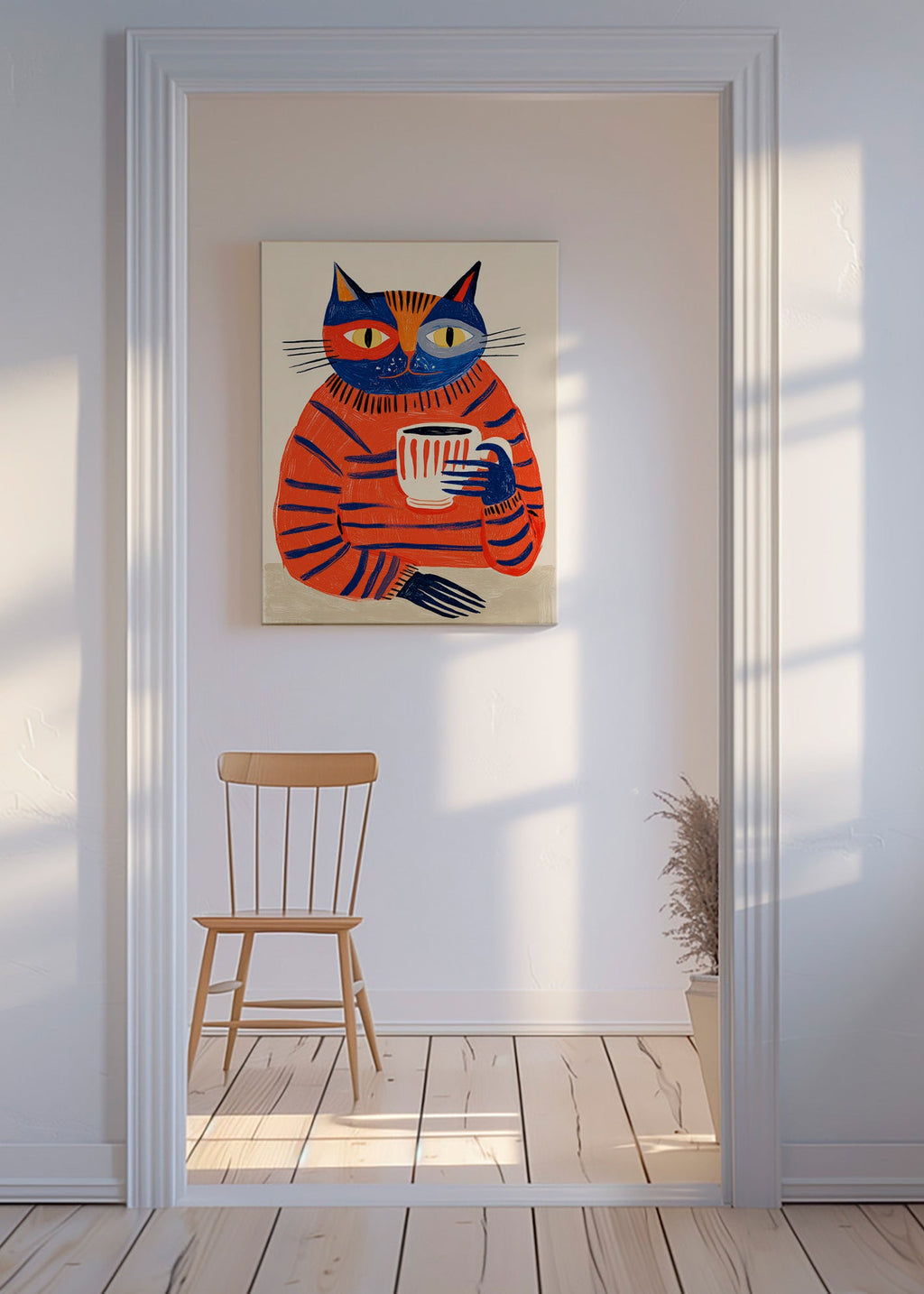 Keuken kunst met koffiekat
