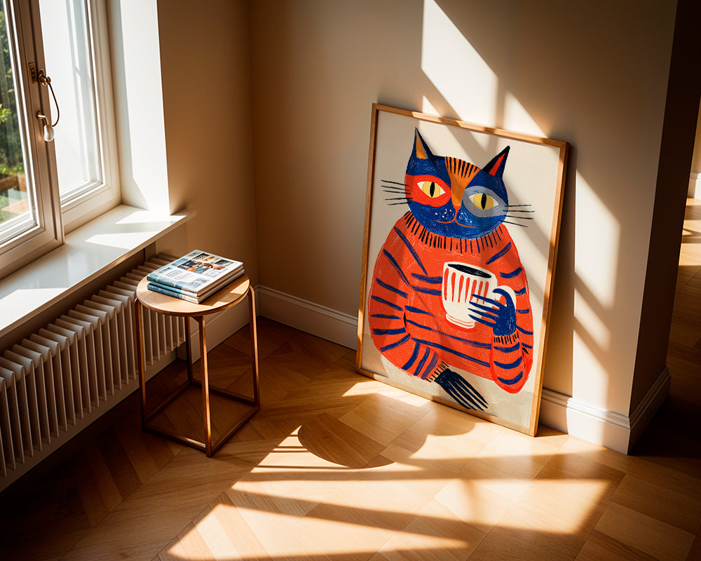 Keuken kunst met koffiekat