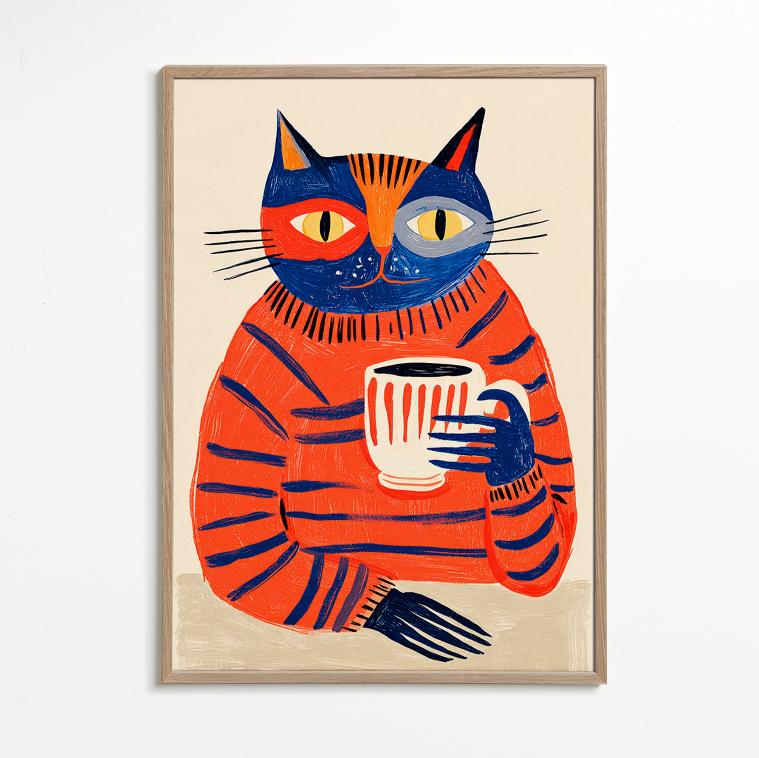 Keuken kunst met koffiekat