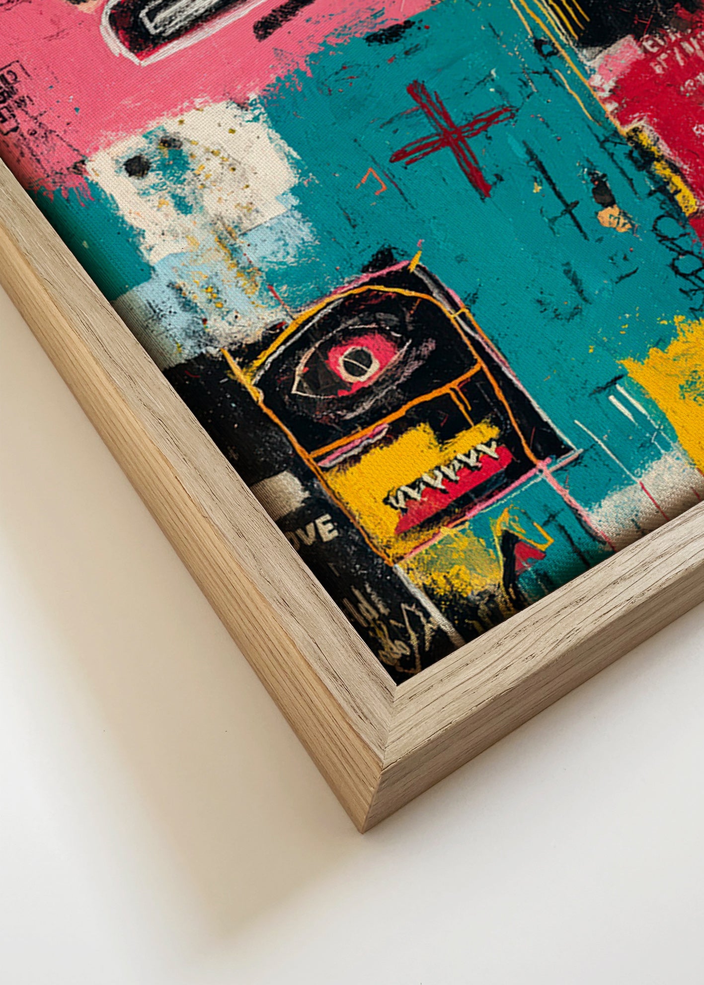 Abstracte kunst met kroon en kleurvlakken