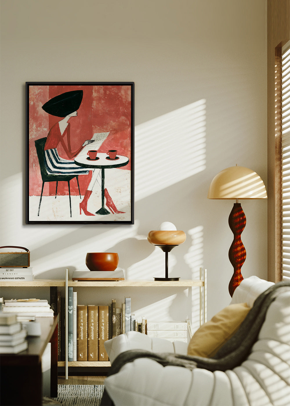Keuken kunst vrouw met koffie