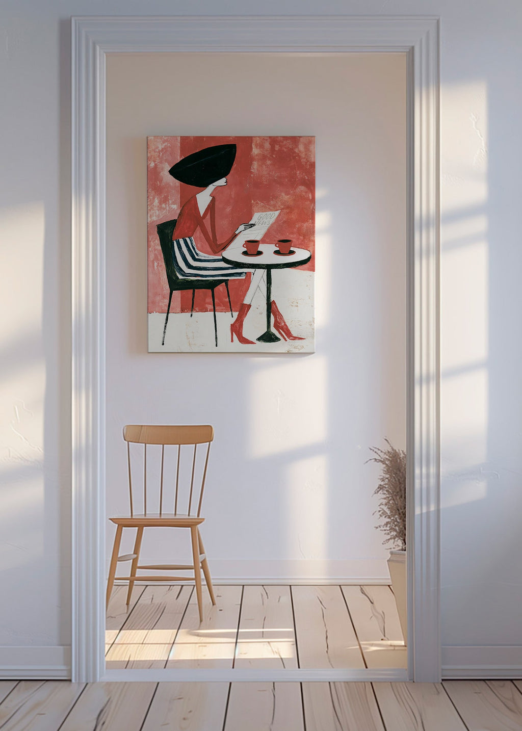 Keuken kunst vrouw met koffie