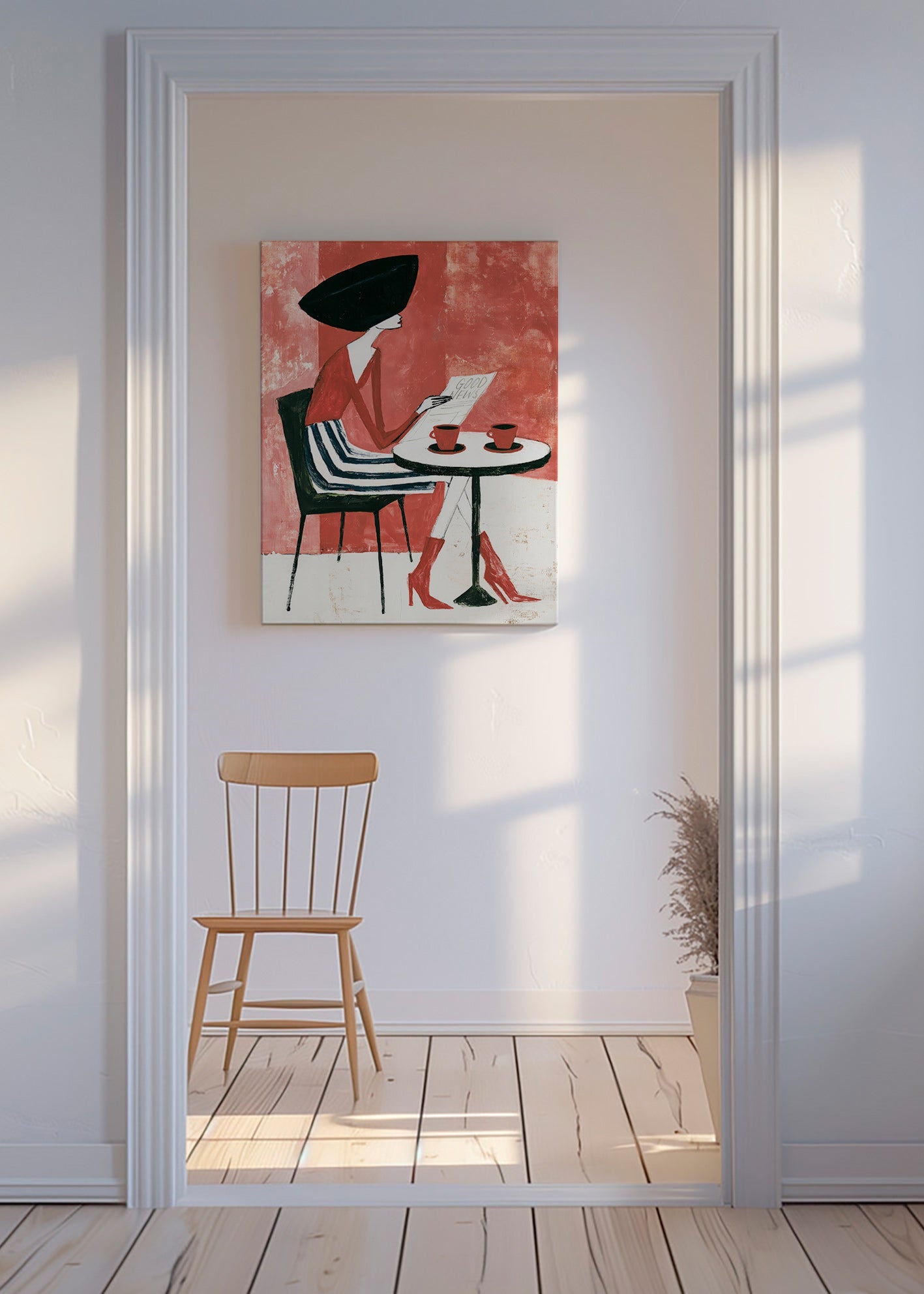 Keuken kunst vrouw met koffie