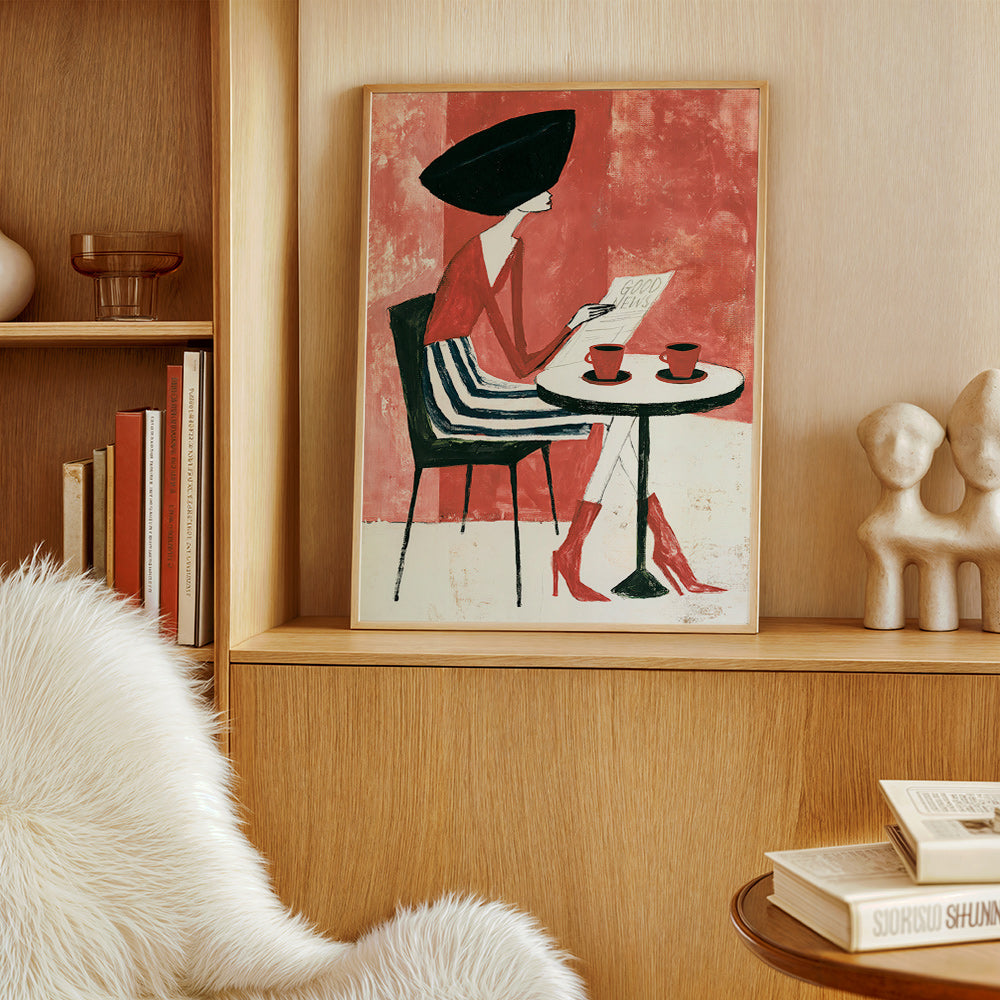 Keuken kunst vrouw met koffie