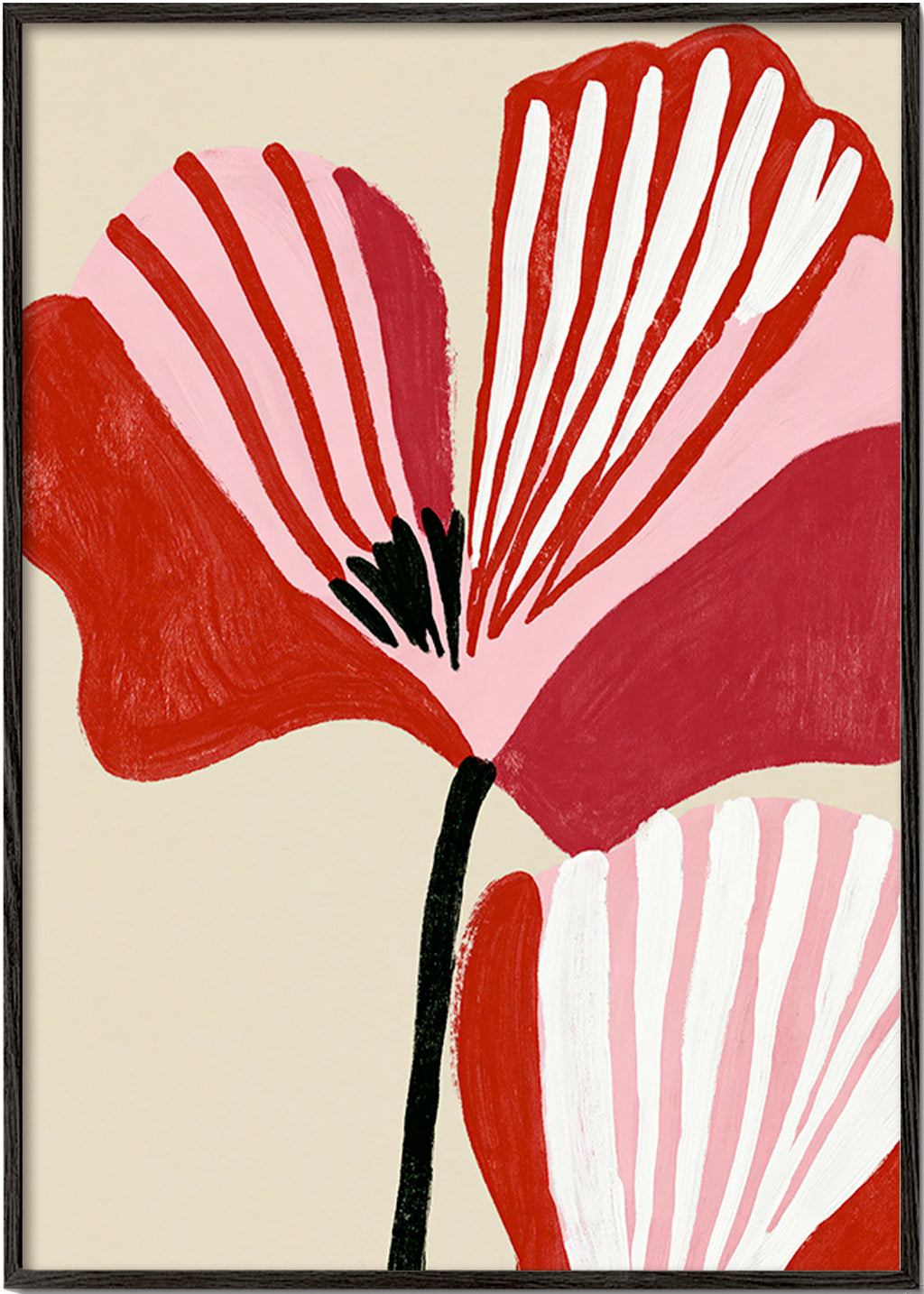 Botanische poster Twin Petals roze en rood