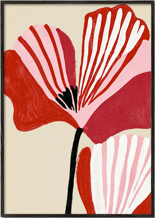Botanische poster Twin Petals roze en rood