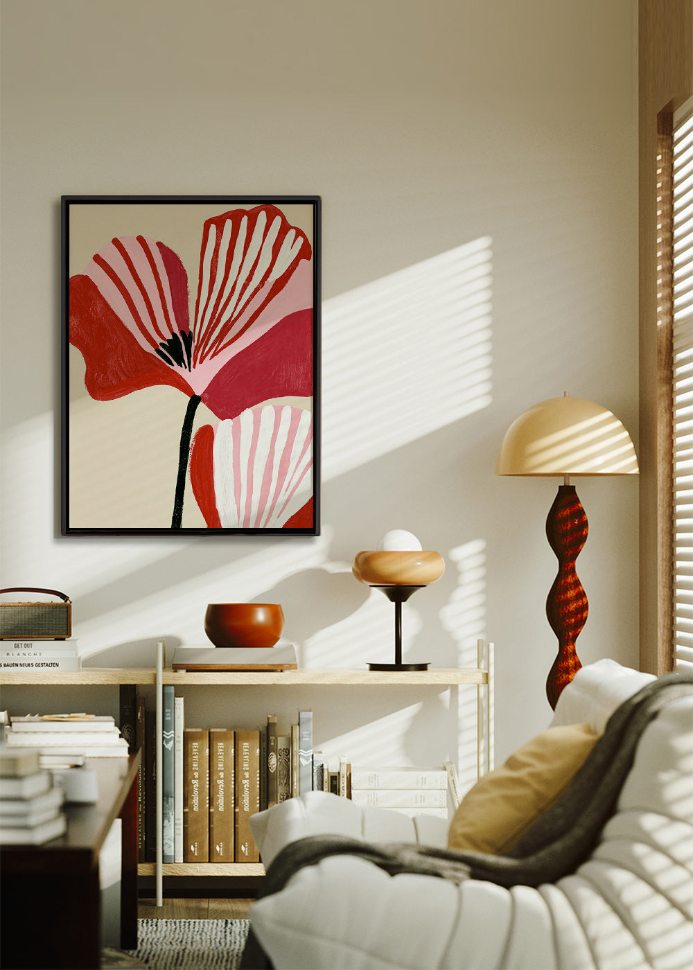 Botanische poster Twin Petals roze en rood