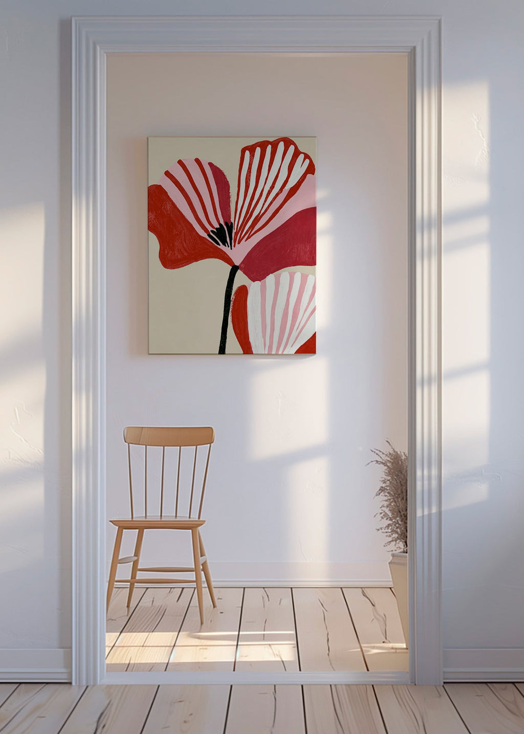 Botanische poster Twin Petals roze en rood