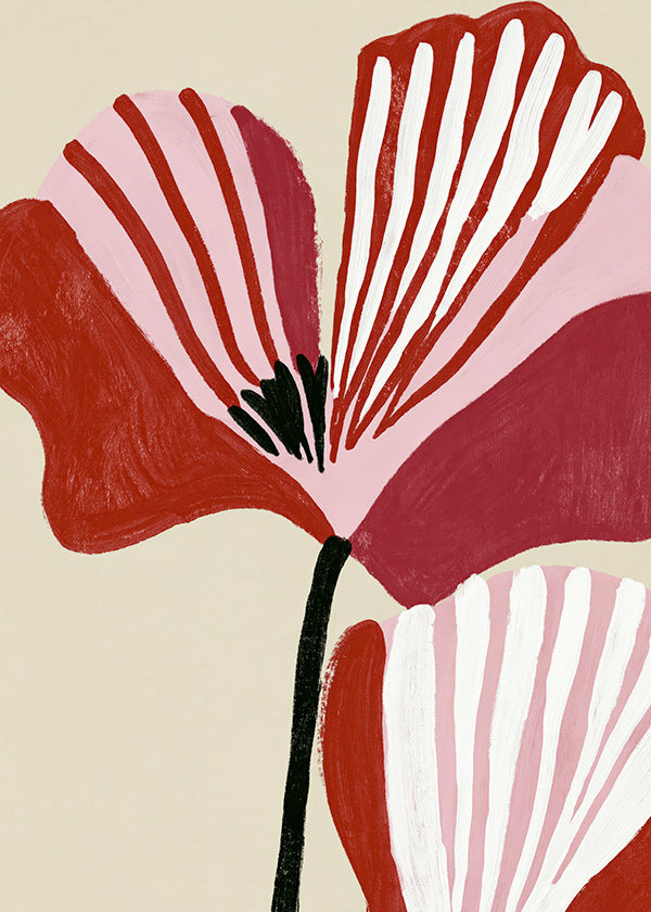 Botanische poster Twin Petals roze en rood