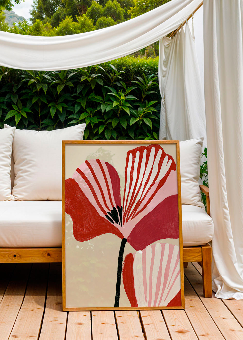 Botanische poster Twin Petals roze en rood