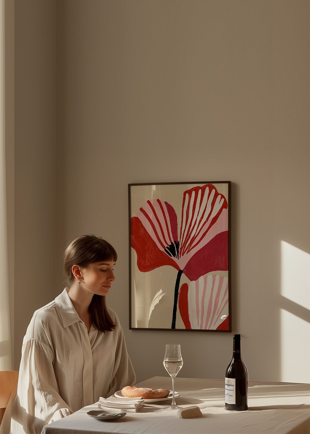 Botanische poster Twin Petals roze en rood