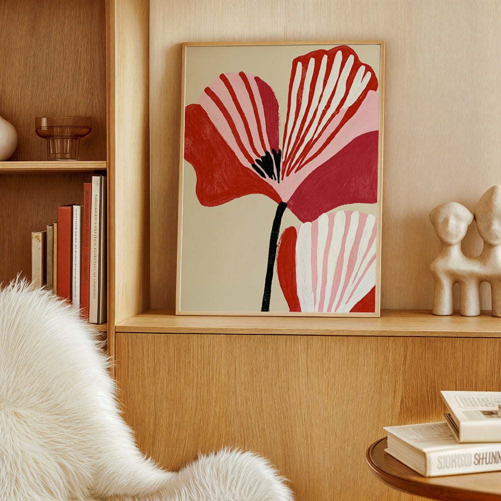 Botanische poster Twin Petals roze en rood