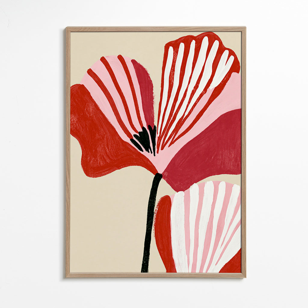 Botanische poster Twin Petals roze en rood