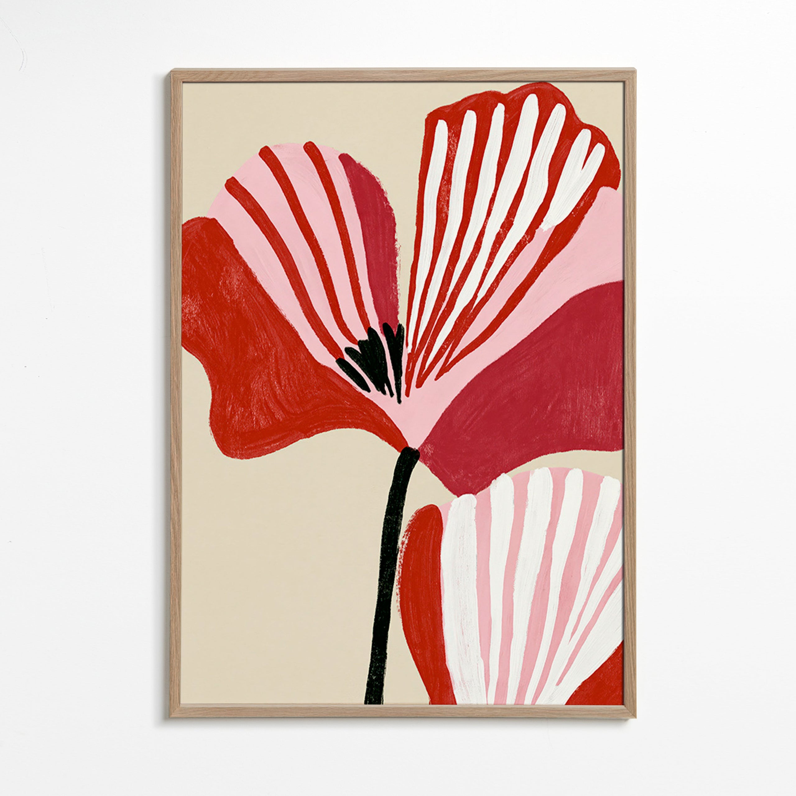 Botanische poster Twin Petals roze en rood