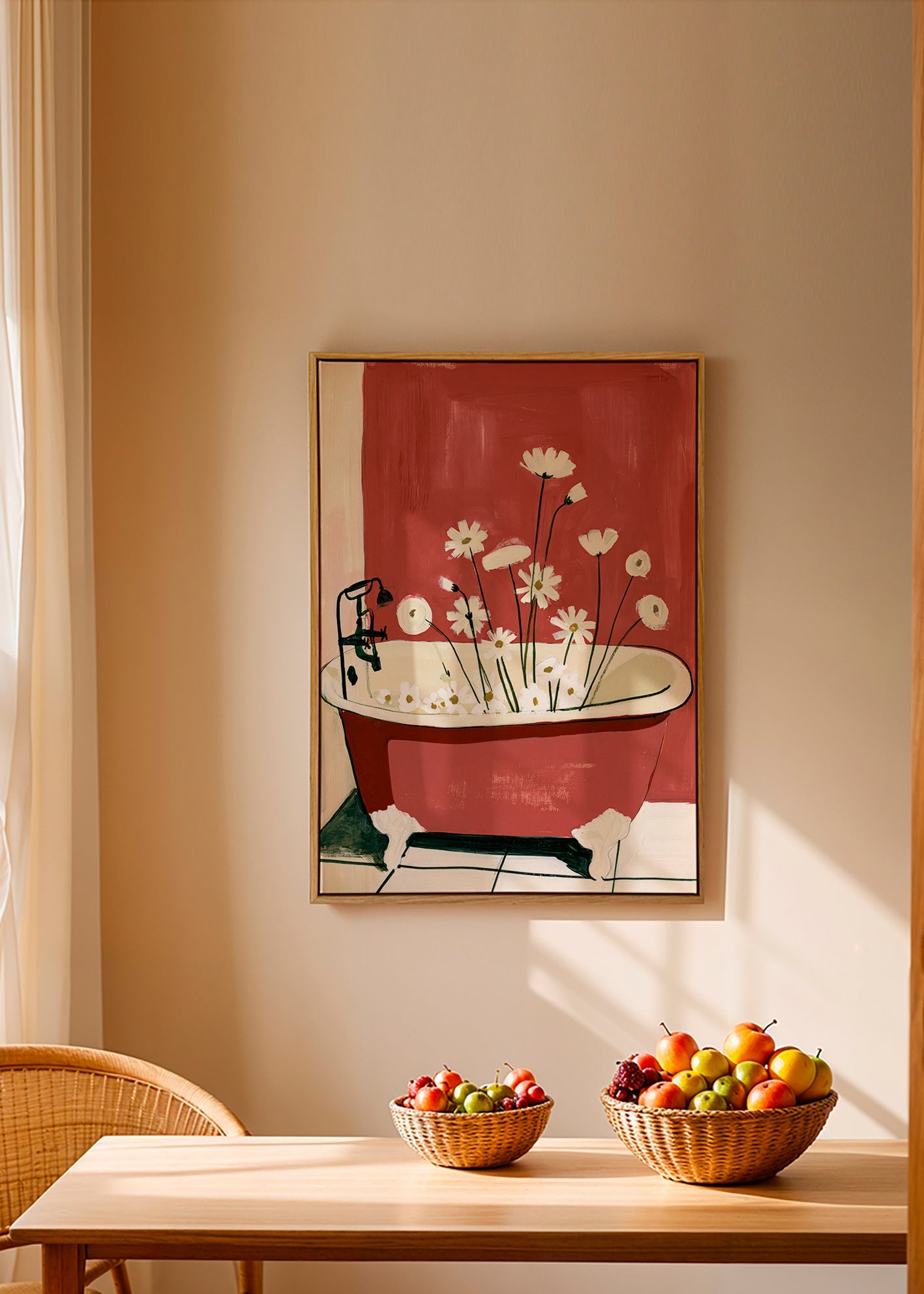 Botanische poster met bloemen in badkuip