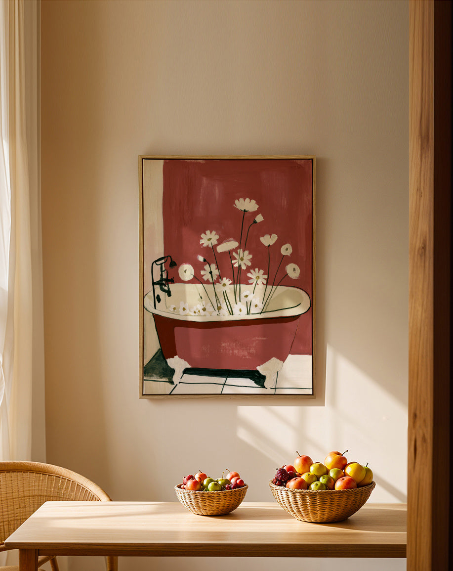 Floral Bath - Framed canvas in an interior