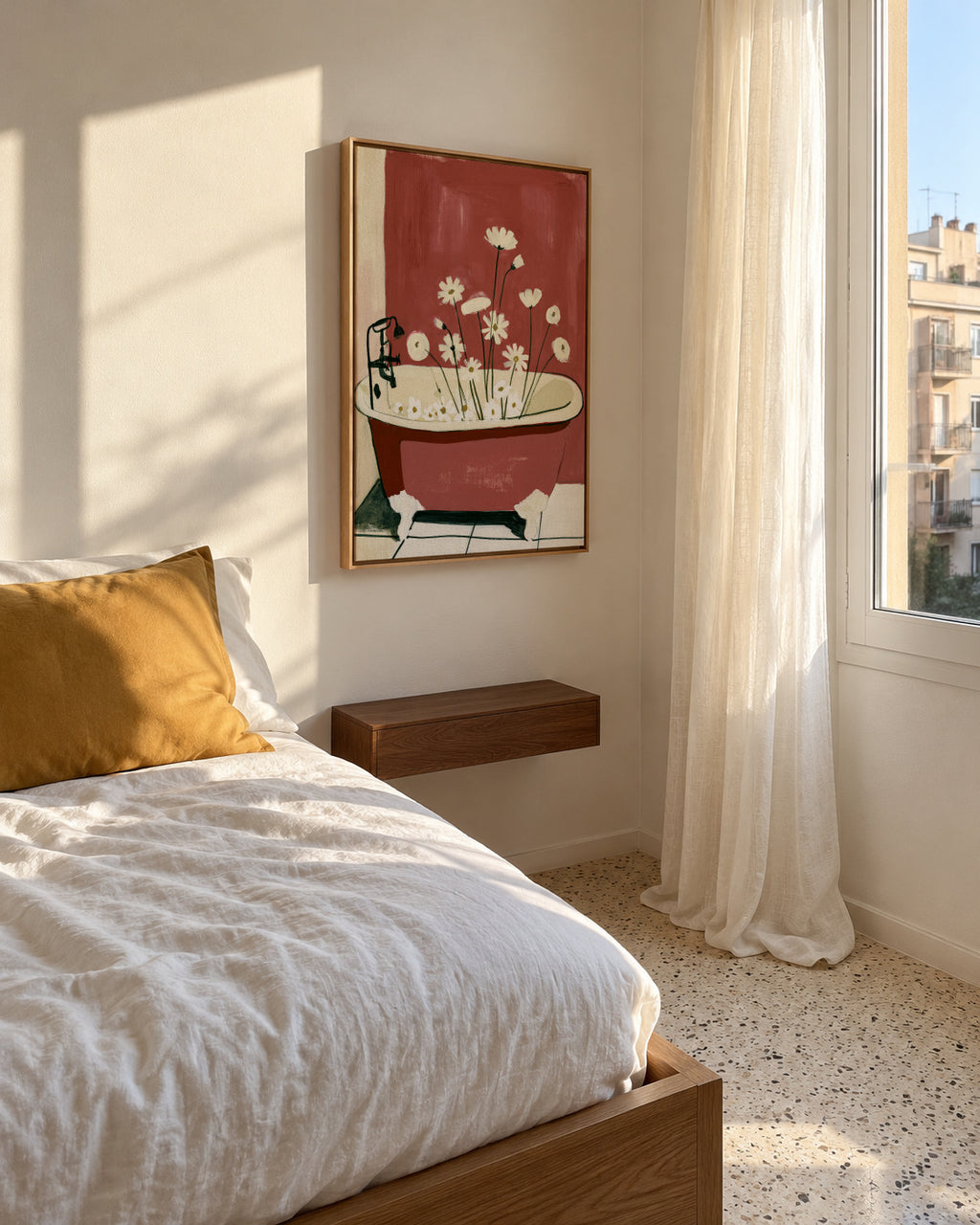 Floral Bath - Framed canvas in an interior