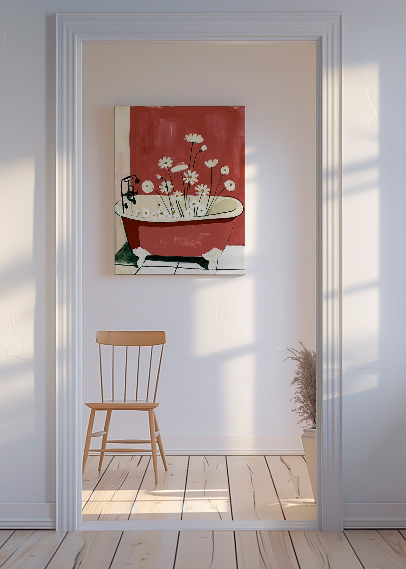 Botanische poster met bloemen in badkuip