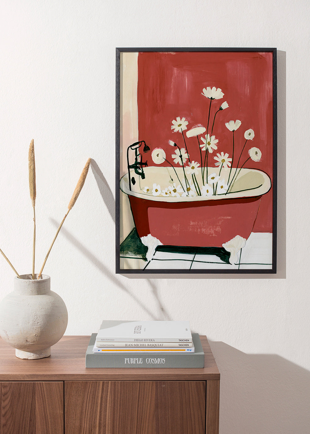 Botanische poster met bloemen in badkuip