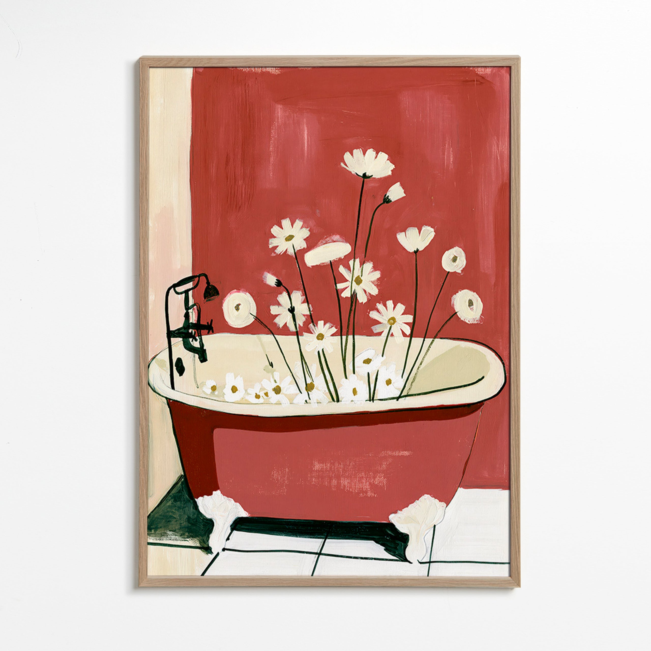 Botanische poster met bloemen in badkuip