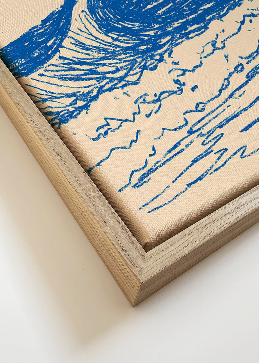 Landschap kunst met geschetste golf en zeilboot