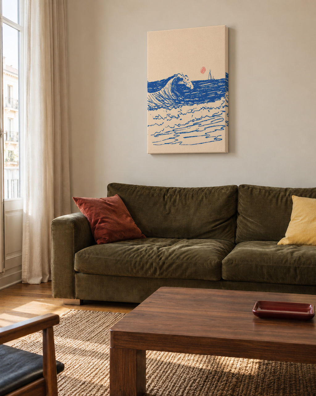 Soft Tide - Unframed canvas in an interior