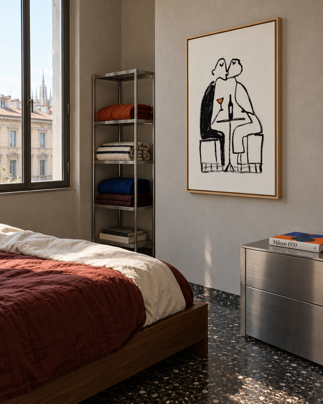 Wine for Two - Framed canvas in an interior