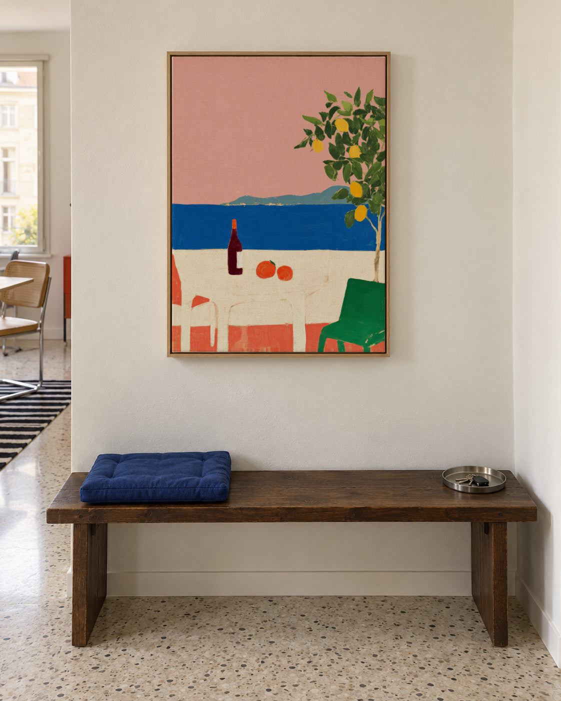 Pink Riviera - Framed canvas in an interior