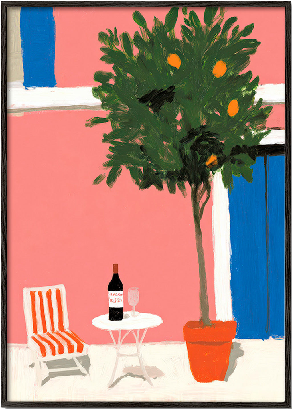Keuken kunst met citruspot op terras
