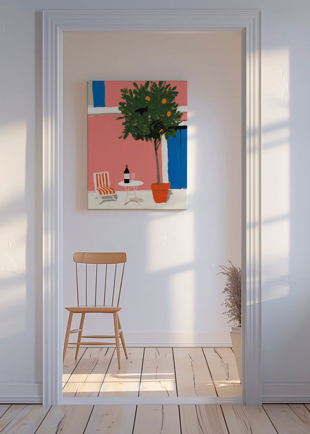 Keuken kunst met citruspot op terras