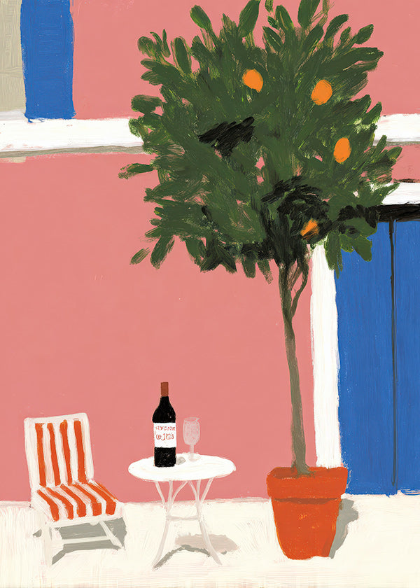 Keuken kunst met citruspot op terras