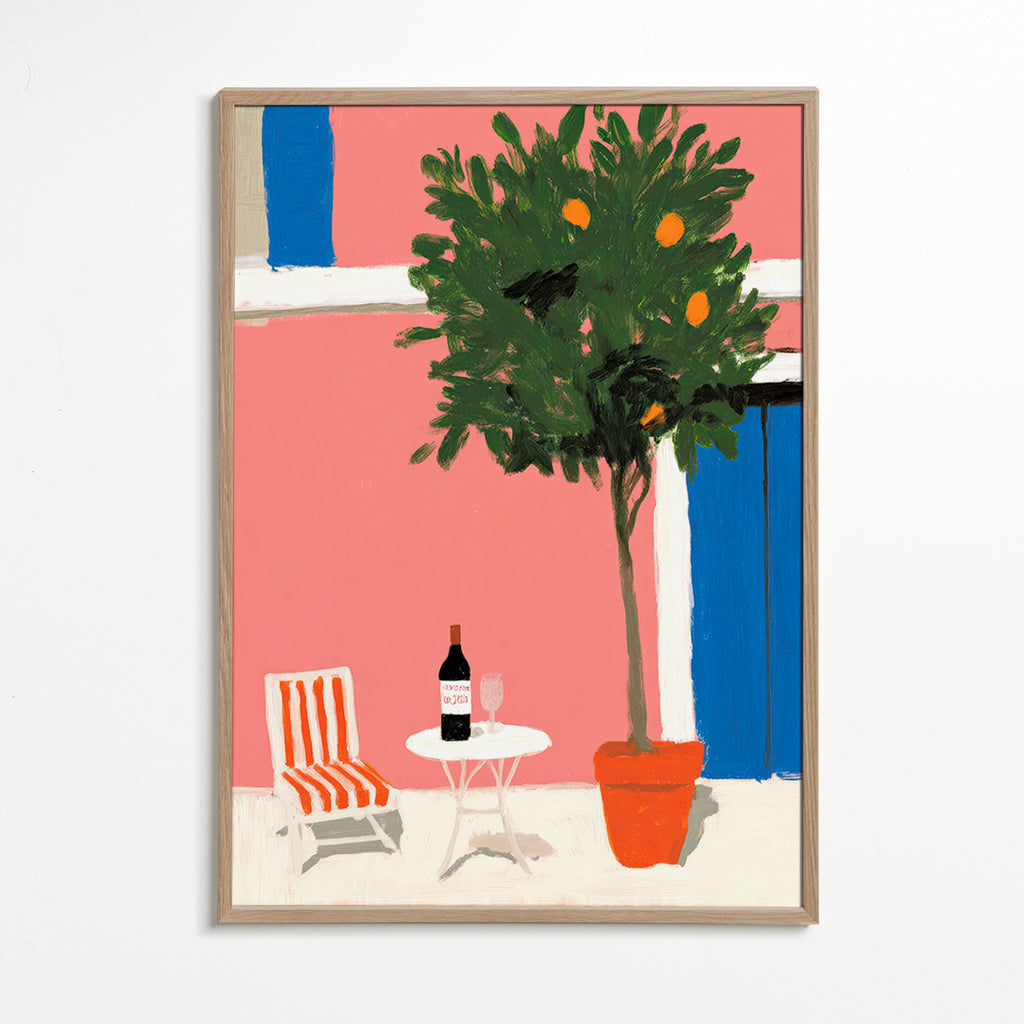 Keuken kunst met citruspot op terras
