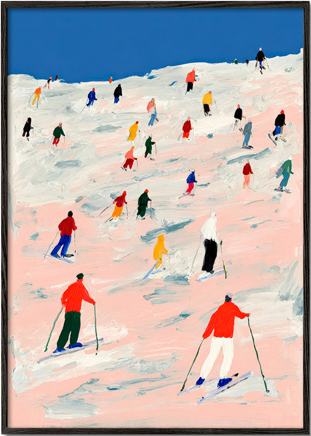 Ski sportkunst op kleurrijke helling