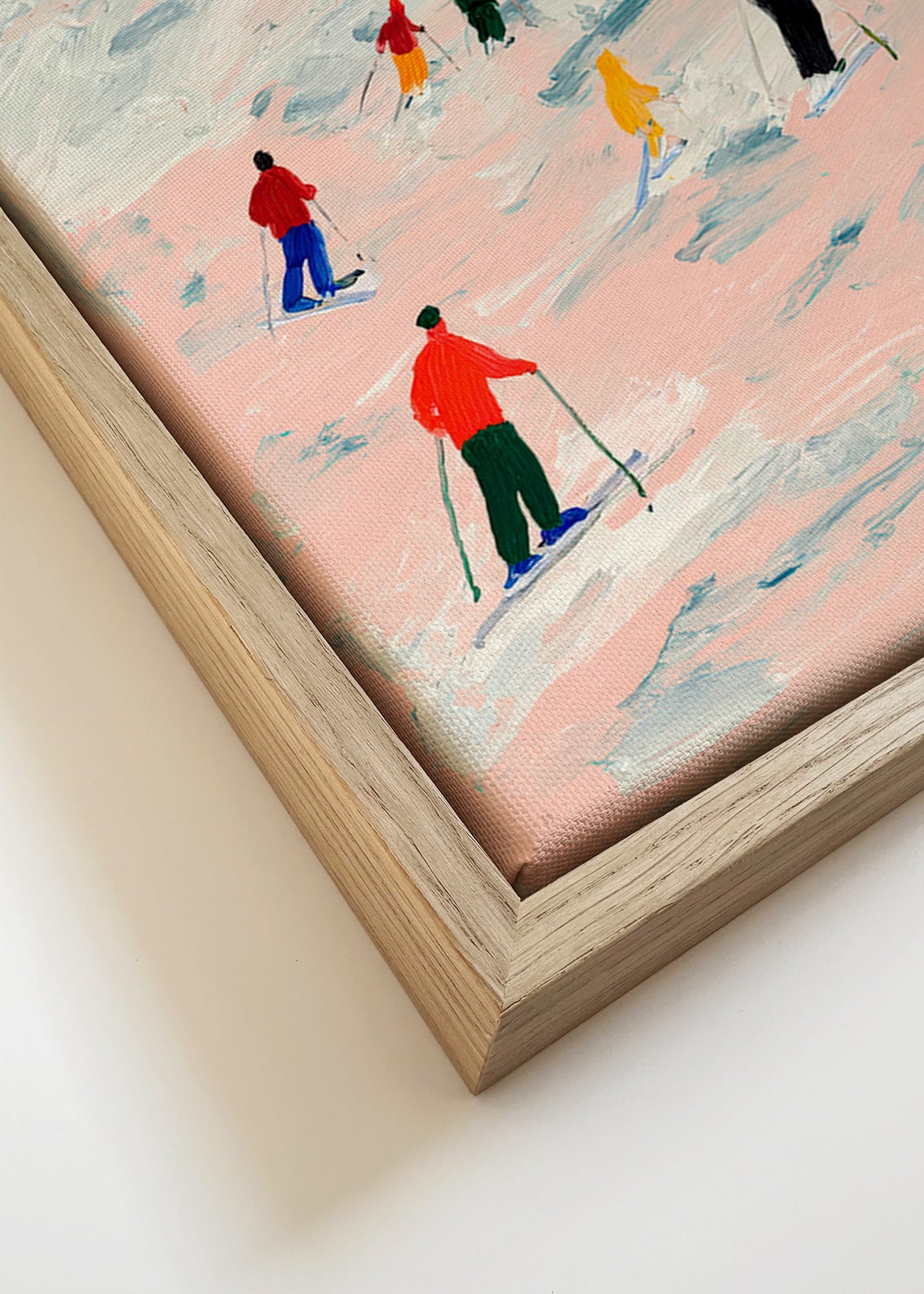 Ski sportkunst op kleurrijke helling