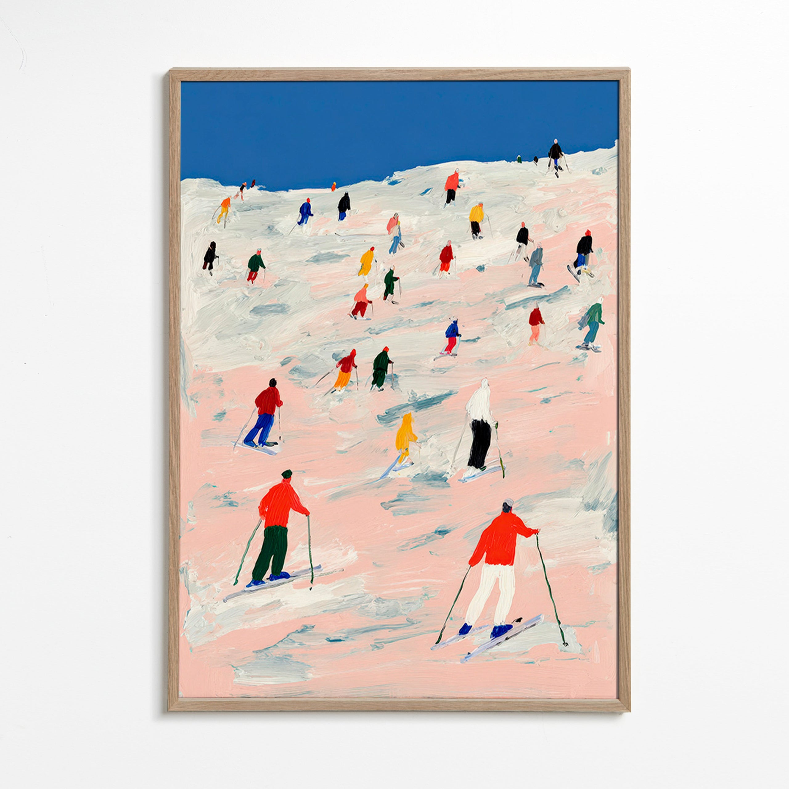 Ski sportkunst op kleurrijke helling