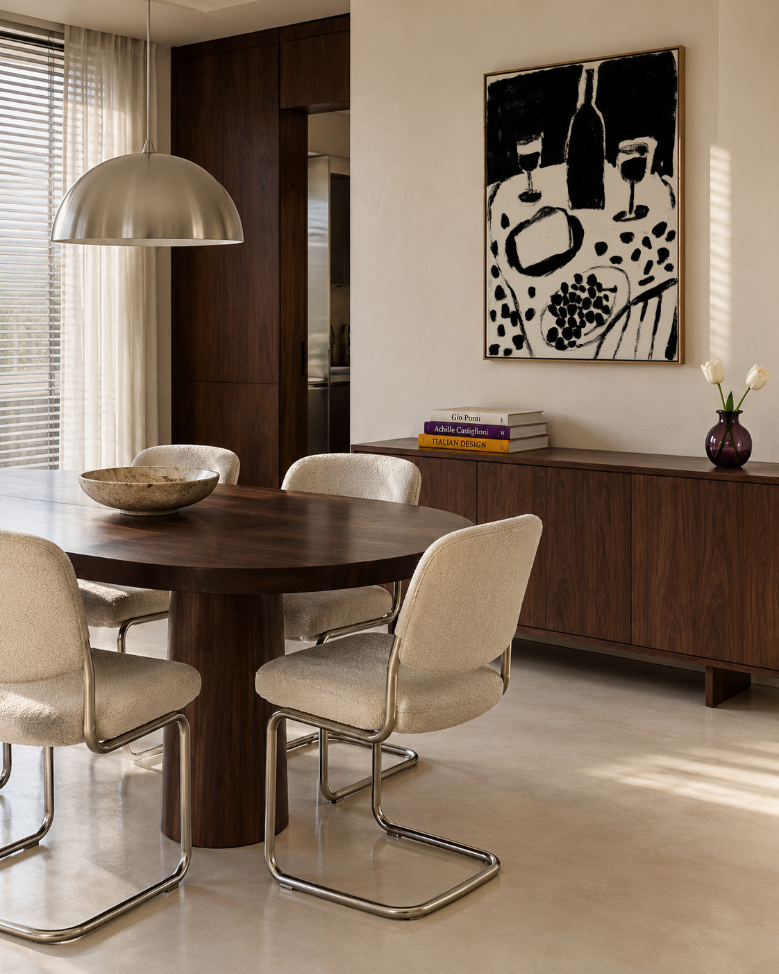 Monochrome Dinner - Framed canvas in an interior