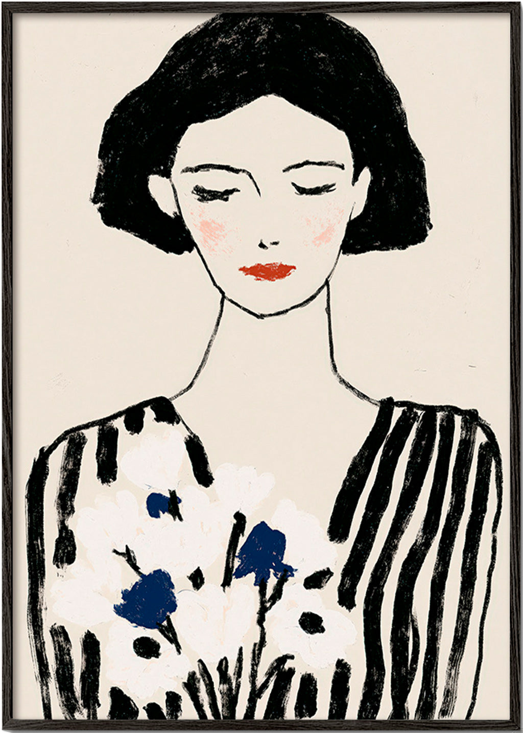 Illustratie: vrouwenportret met bloemen
