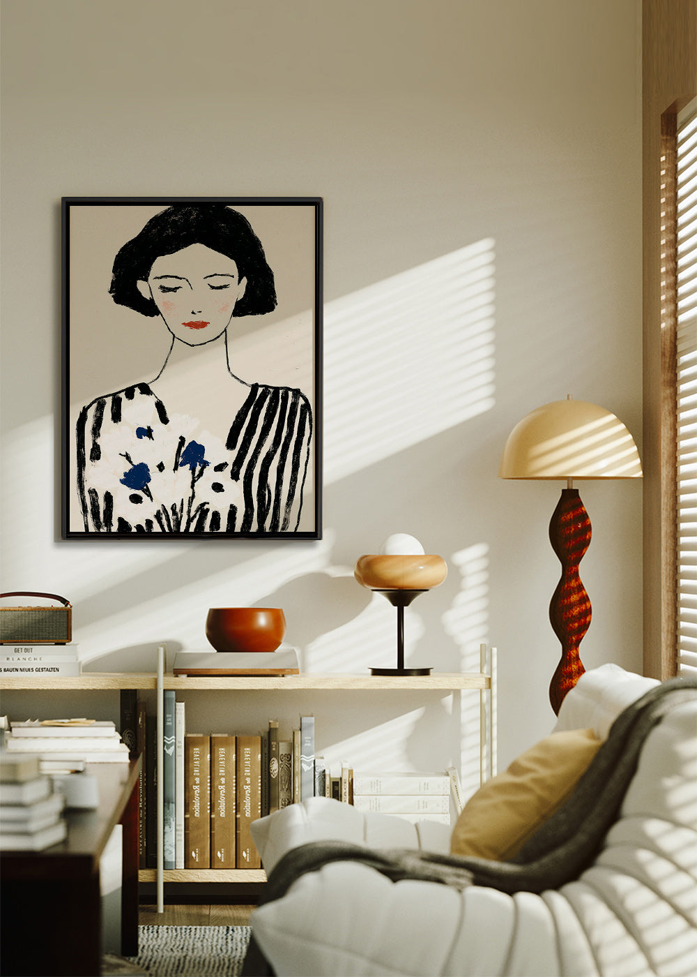 Illustratie: vrouwenportret met bloemen