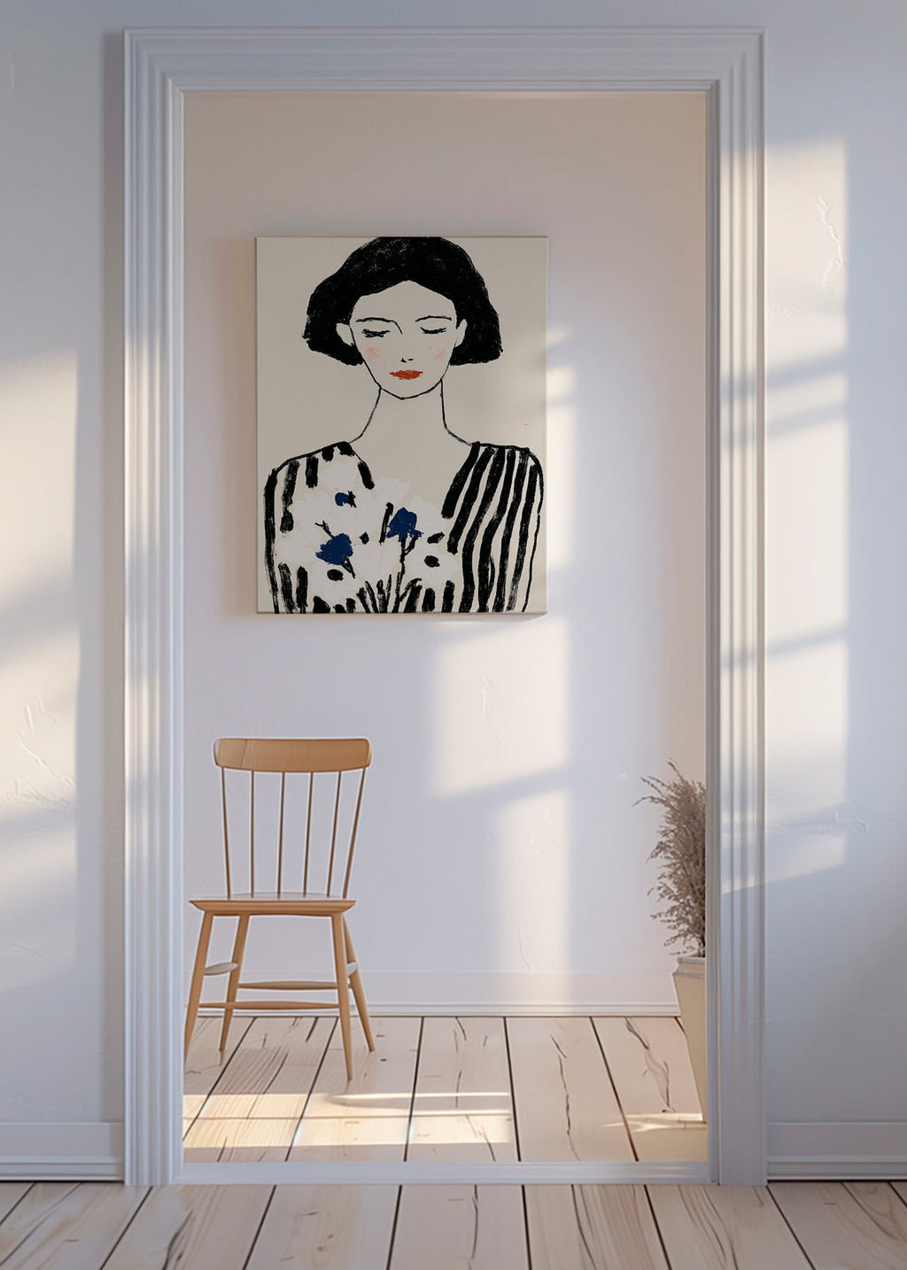 Illustratie: vrouwenportret met bloemen