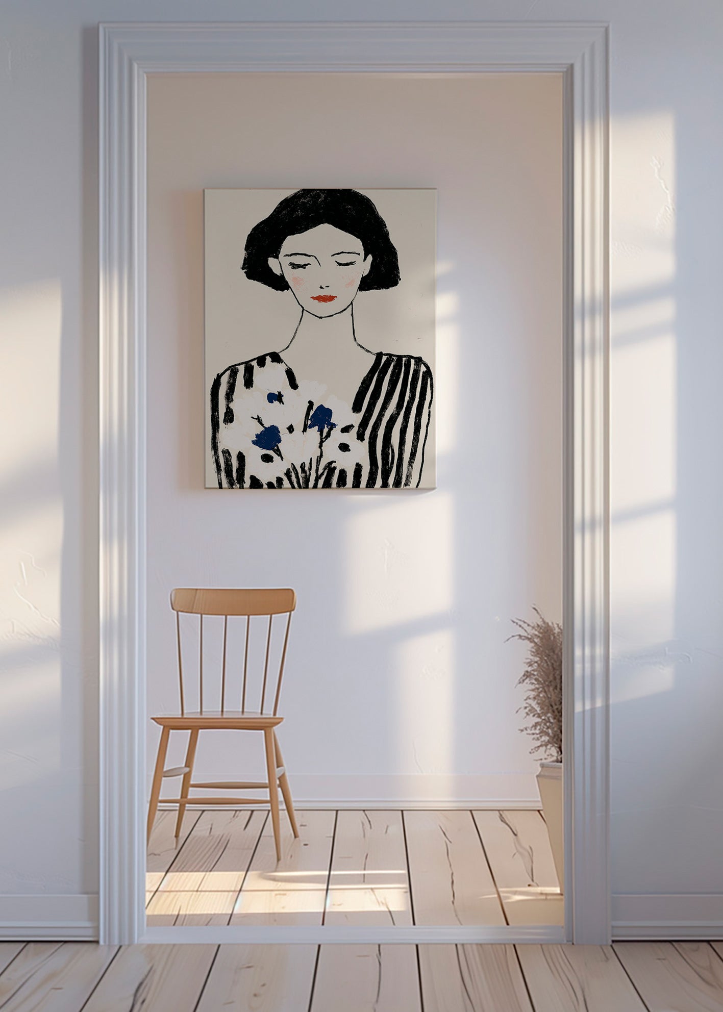 Illustratie: vrouwenportret met bloemen