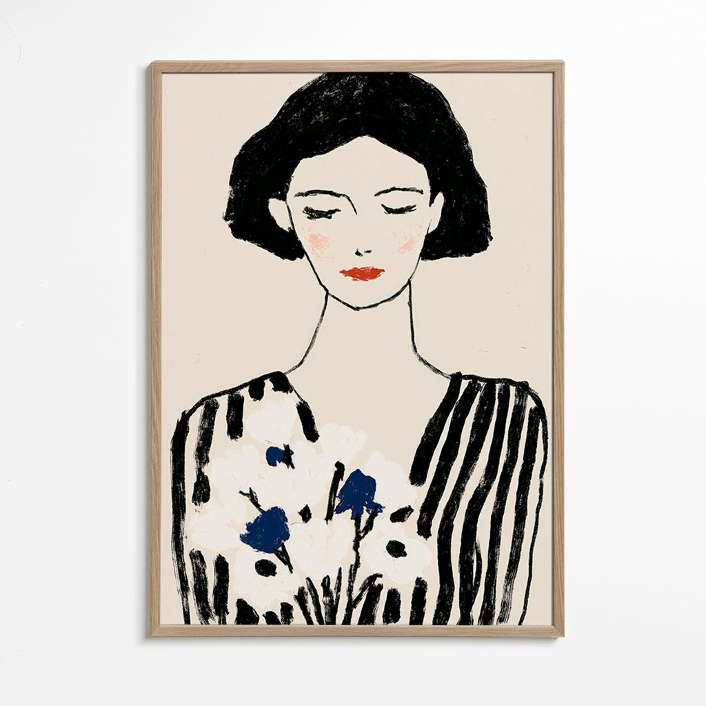 Illustratie: vrouwenportret met bloemen