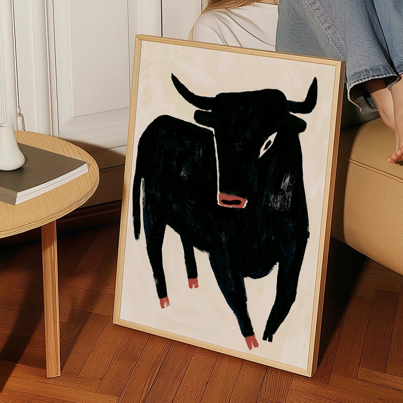 Zwarte stier kunstwerk