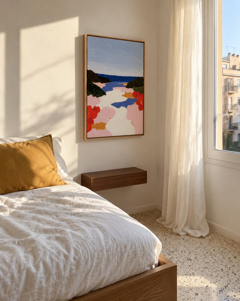 Coastal Bloom - Framed canvas in an interior